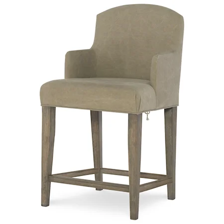 Counter Height Slip Cover Arm Chair with Laced Back